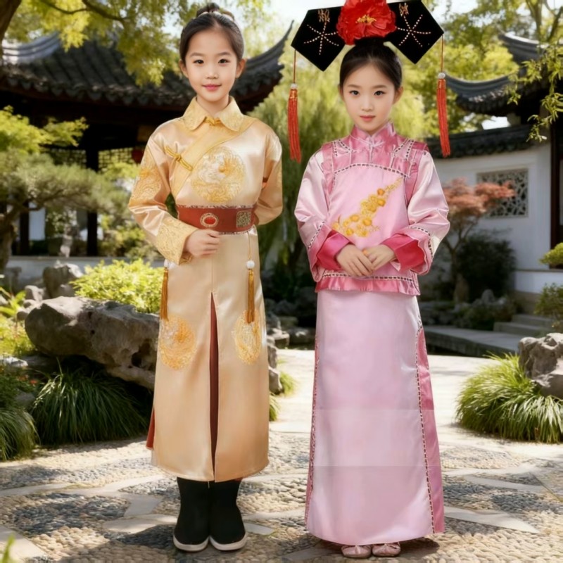 新款儿童汉服古风男童清宫阿哥贝勒宫廷少爷刺绣中国风演出服