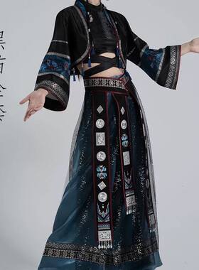 九黎谣双色cp款苗疆少年异域风舞蹈服装重工刺绣花摄影苗疆cos服