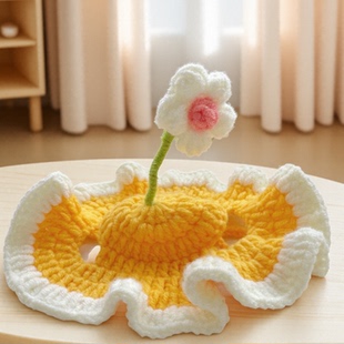 春田花花宠物帽子狗狗头饰可爱猫咪头套露耳朵手工编织毛线装饰品