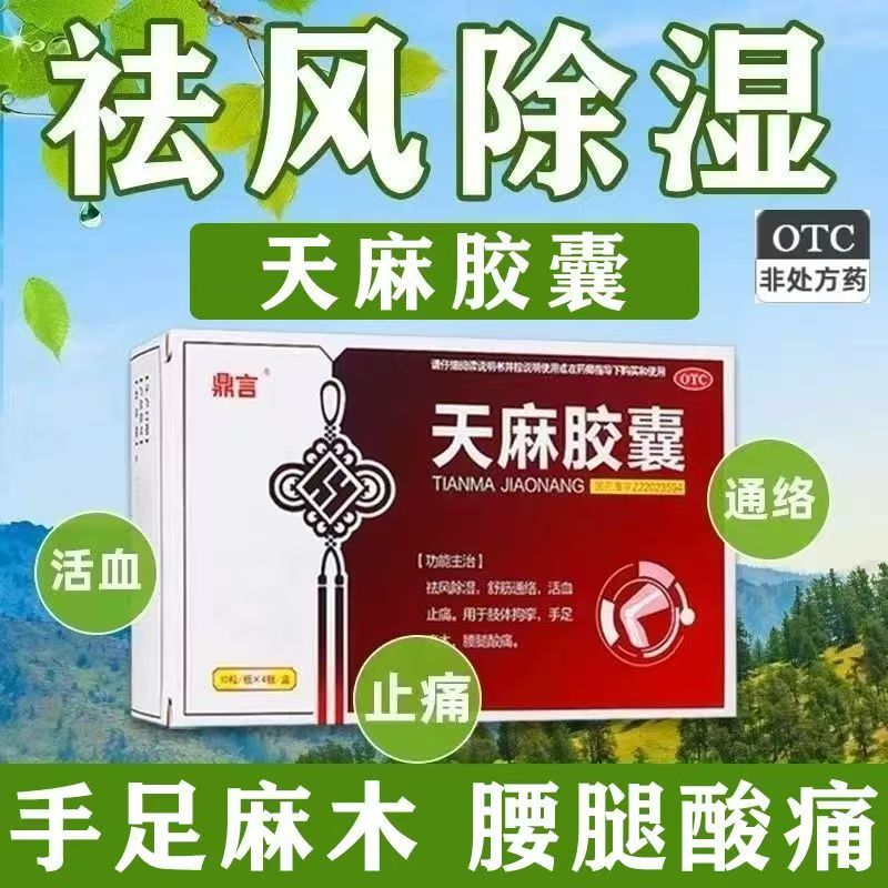腰腿酸痛手足麻 肢体拘挛 舒筋通络祛风除湿 鼎言天麻胶囊40粒