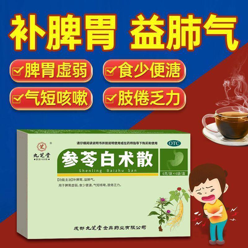 脾胃虚弱食少便溏气短咳嗽肢倦乏力 补脾益肺九芝堂参苓白术散6袋
