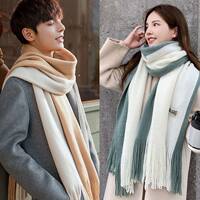 Couple scarves, a pair of winter delicate, skin-friendly, trendy, fashionable, simple, warm, layered, Z sense, left and right color combination thumbnail 2
