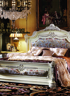 欧式实木床e双人床白色别墅雕花卧室奢华公主床布艺婚床主卧床定