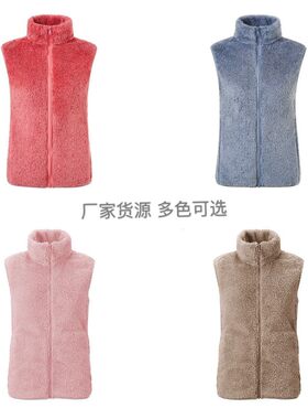 加厚手抓绒摇粒绒拉链马甲外套女短款春秋保暖双面毛马夹背心内胆