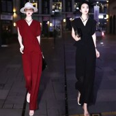 套f装 女24夏季 设计感无袖 高级感时尚 收腰显瘦百搭上衣阔腿裤 两件