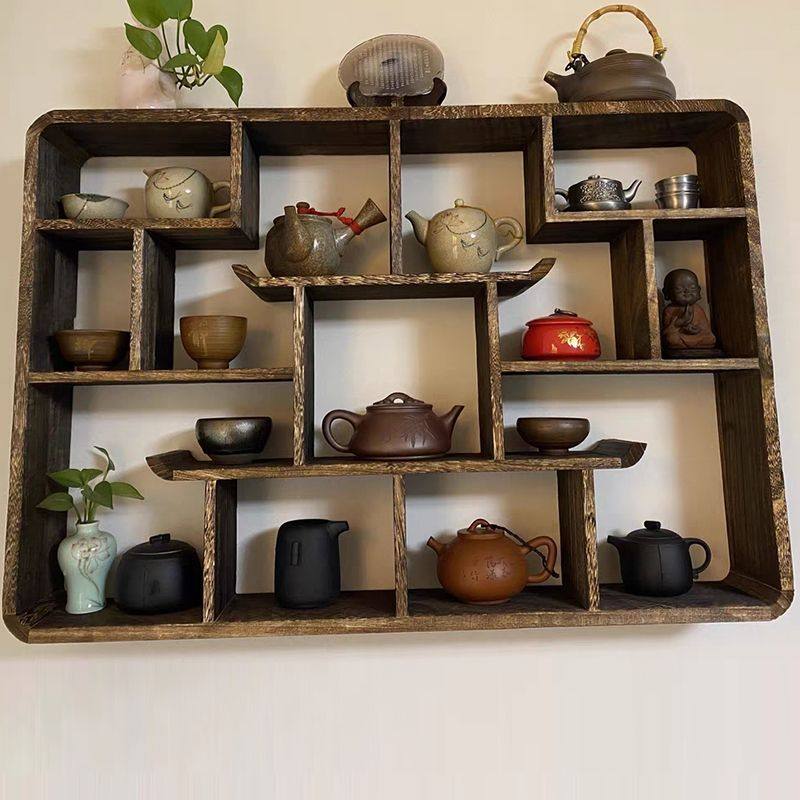 博古架实木新f中式墙上置物架多宝阁茶叶展示柜摆件茶具客厅书架,住宅家具,多宝格/博古架,淘宝优惠券,粉丝福利购,淘宝优惠卷