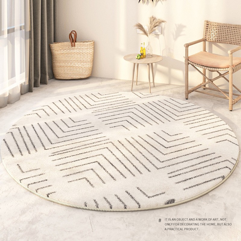 圆形地毯客厅地毯卧室加厚床边沙发茶几毯条纹脚垫飘窗家用地垫