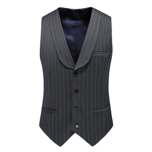 英伦商务双排扣格子西装 马夹发型师外套主持礼 领马甲男休闲大尺码