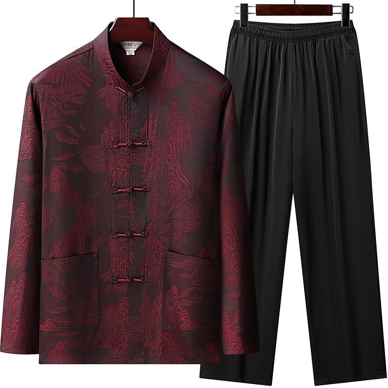 唐装男中老年春夏男装爷爷春装上衣中国风爸爸中式薄款老年人套装