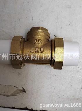 热熔止回阀黄铜卧立式逆止阀PPR双活接自来水管表铜单向阀止回阀