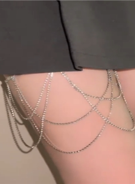 zoozmomo超闪水钻流苏腿链女欧美风性感腿环嘻哈潮多层脚链身体链