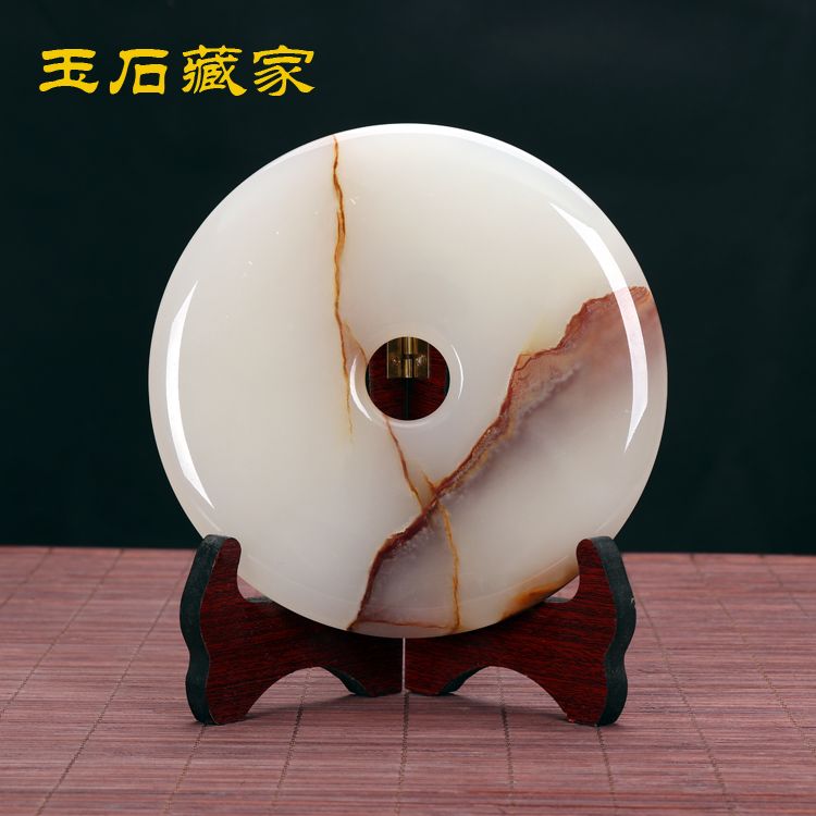 天然阿富汗玉石平安扣摆件办公室客厅电视柜玄关家居装饰工艺品