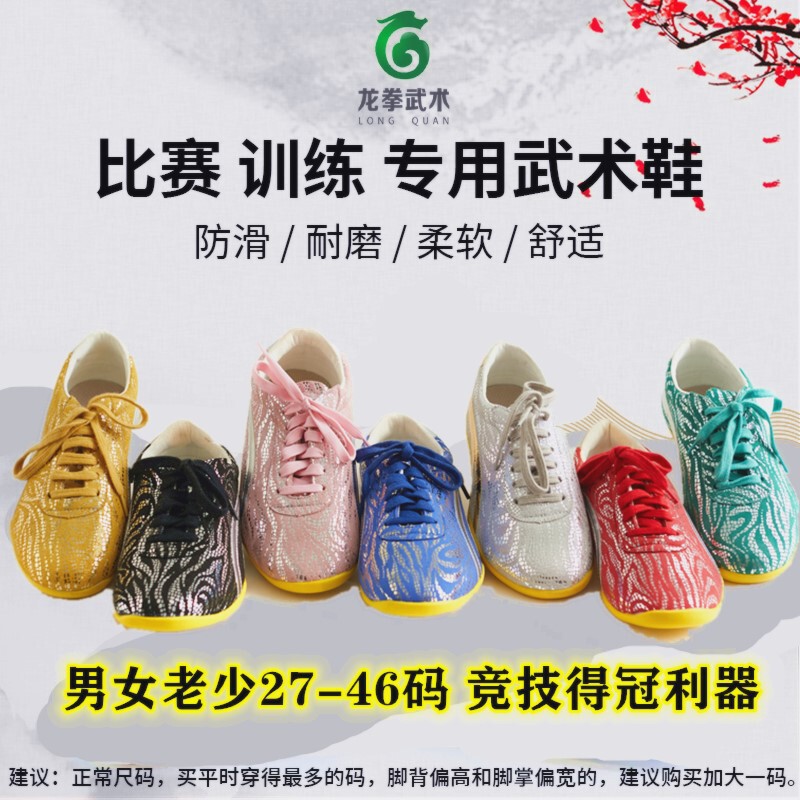 龙拳竞技得冠儿童专业武术功夫鞋炫彩太极鞋耐磨牛筋底男女训练鞋