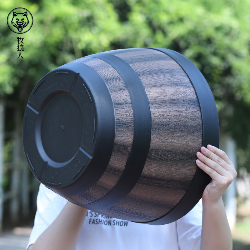 仿酒桶荷花盆塑料加厚庭院特大孔睡莲碗莲专用水培养鱼花盆