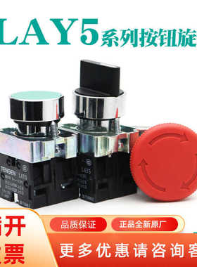 TENN天正开关按钮旋钮LAY5金属急停蘑菇头平钮BA31一常开一常闭