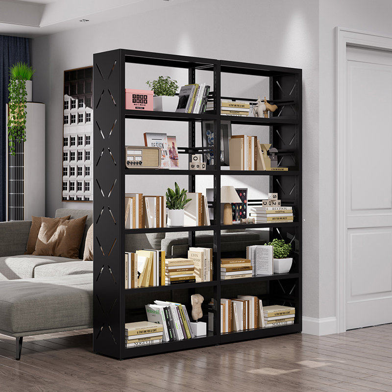 家用钢制书架落地图书馆铁艺学生儿童书柜收纳简易置物架客厅