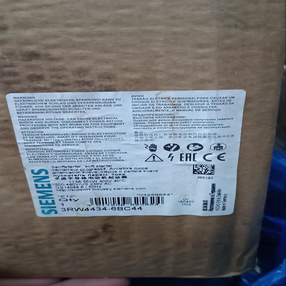 电机软启动器3RW4434-6BC44，库存余料原询价