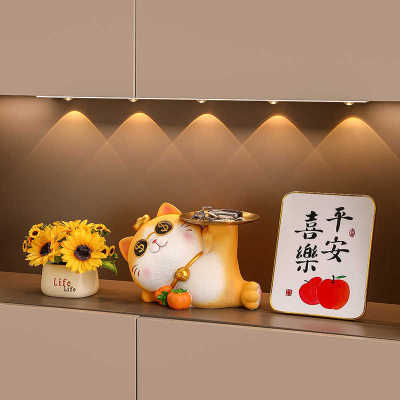 招财猫摆件玄关钥匙收纳入户客厅创意轻奢装饰乔迁新居之喜