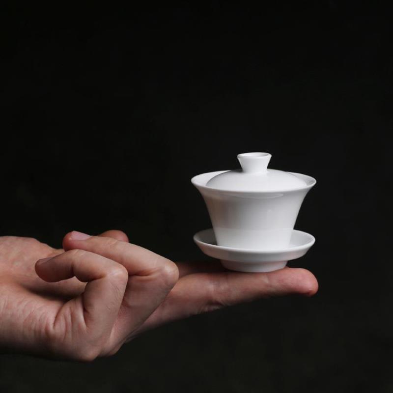 迷你小盖碗小巧白瓷陶瓷小号冲茶试茶工功夫儿童小孩单人茶具