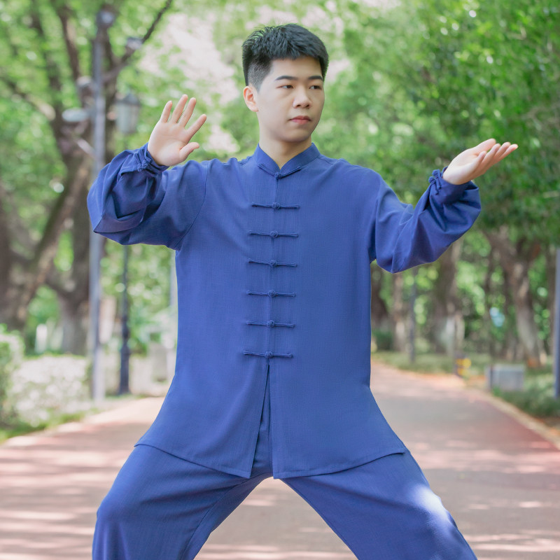 争风华2025新款太极服男士款高端太极拳八段锦练功服春秋季蓝