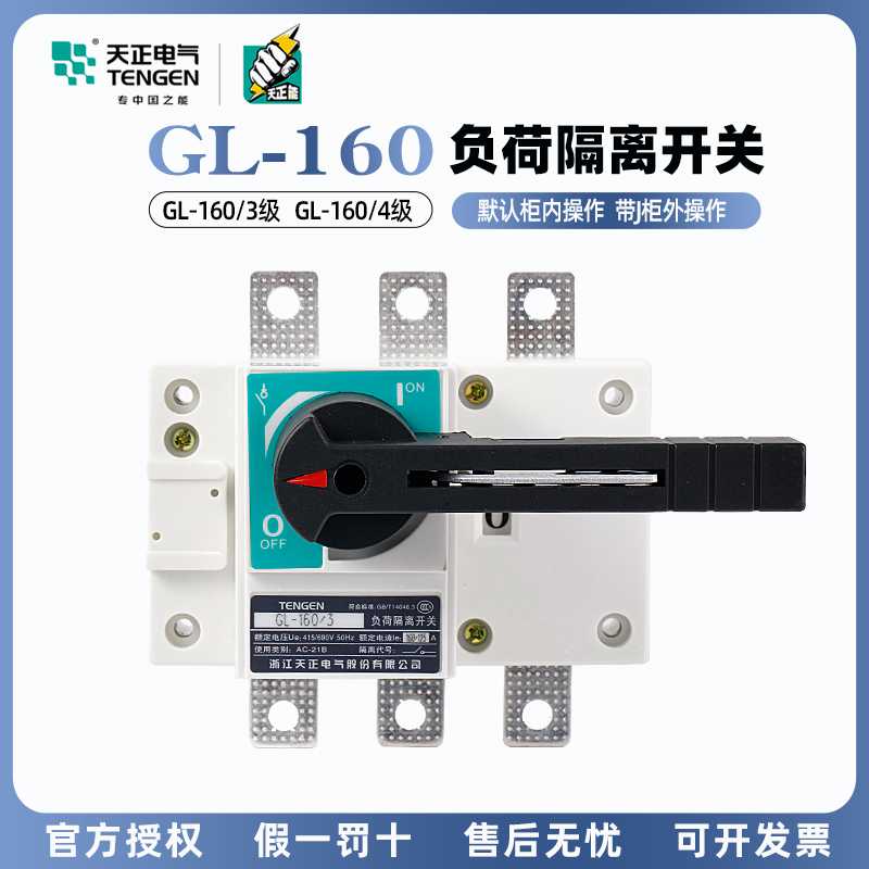 天正电气GL-160/3J/4J柜内柜外操作160A负荷隔离开关HGL NH40