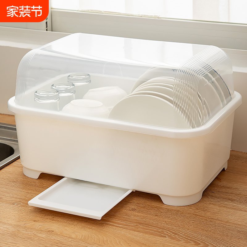 碗碟收纳架碗筷盒碗柜家用厨房沥水碗盘架装碗筷箱带盖放碗置物架