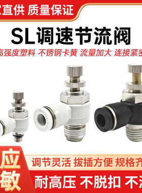 白色节流阀调速接头ASL/PSL/SL4/6/8/10/12/16-M5/M3/01/02/03/