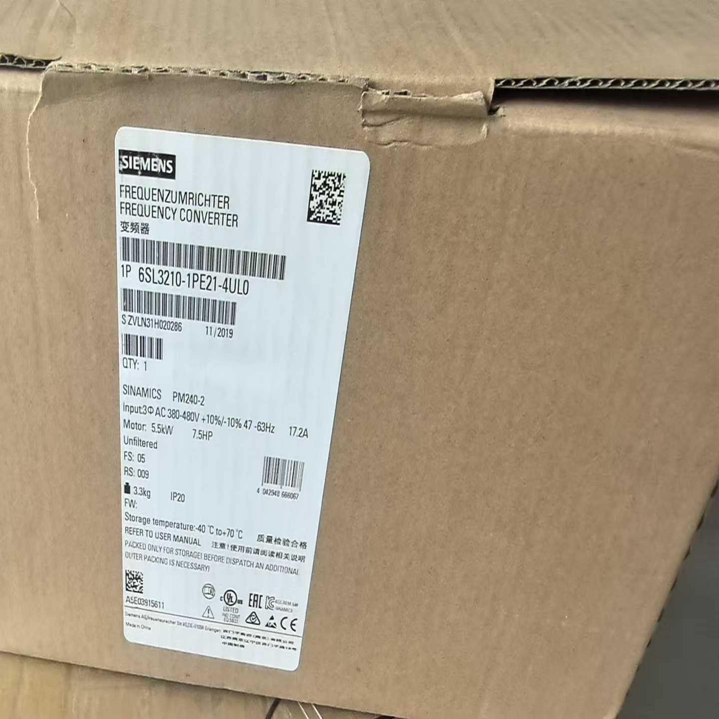(询价)6SL3210 1PE21 4UL0未开封