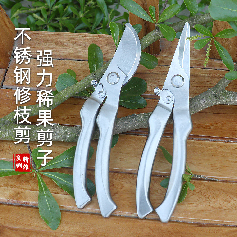 全钢修枝剪不锈钢剪枝修剪树枝果树盆景花卉园艺摘果专用水果剪刀