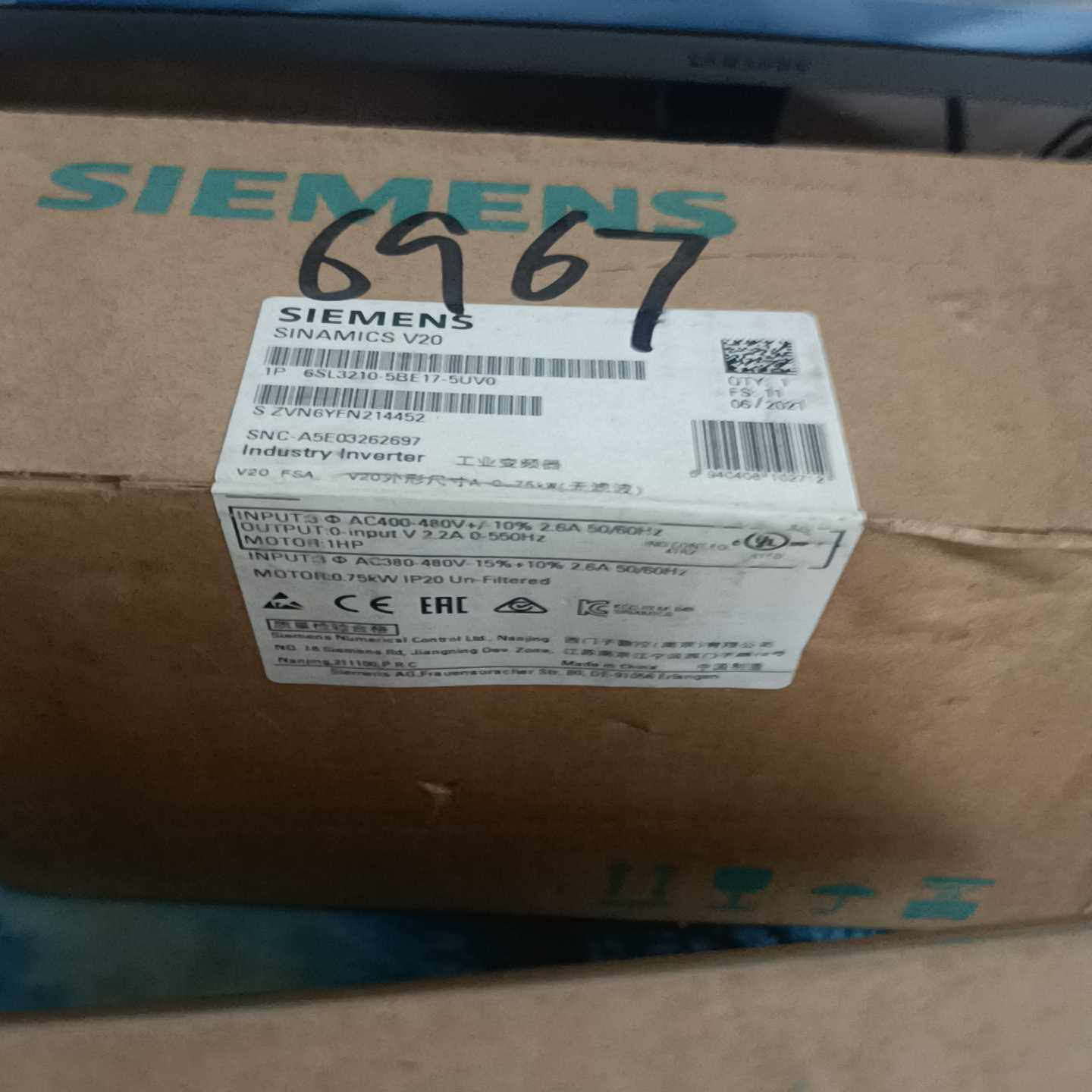 议价-6SL3210-5BE17-5UV0西门子V20变频器-h议价