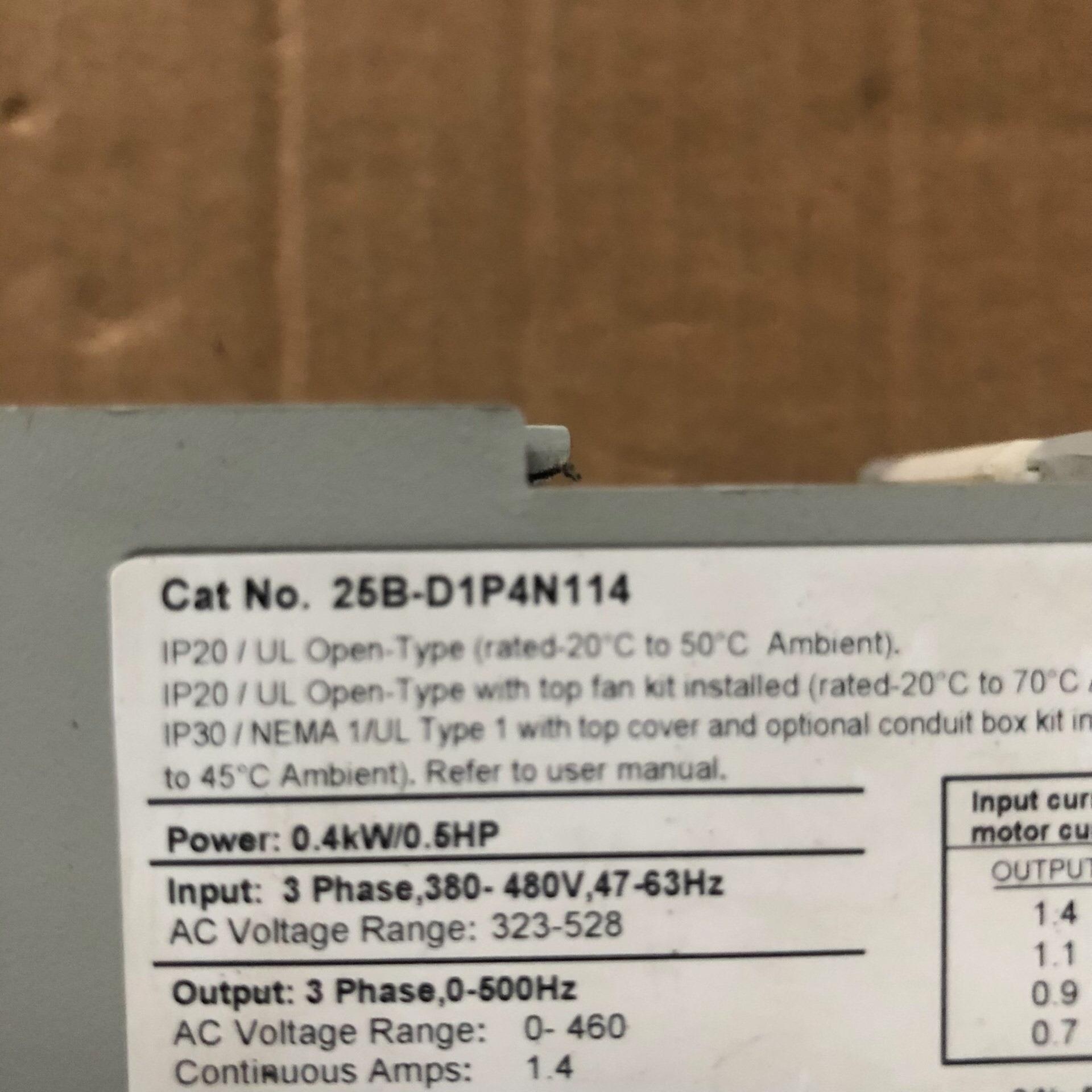 25B-D1P4N114AB变频器0.4KW380V，有询价