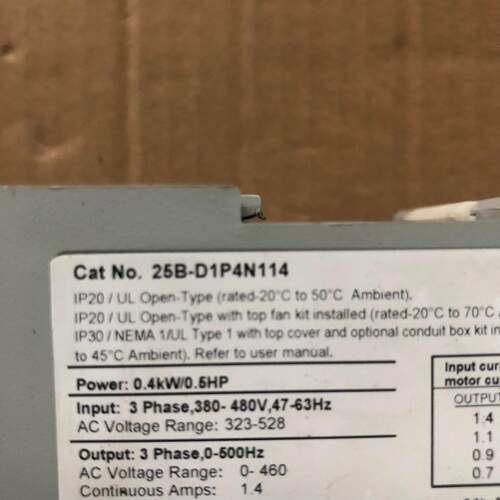 25B-D1P4N114 AB变频器0.4KW 380V，有~询价