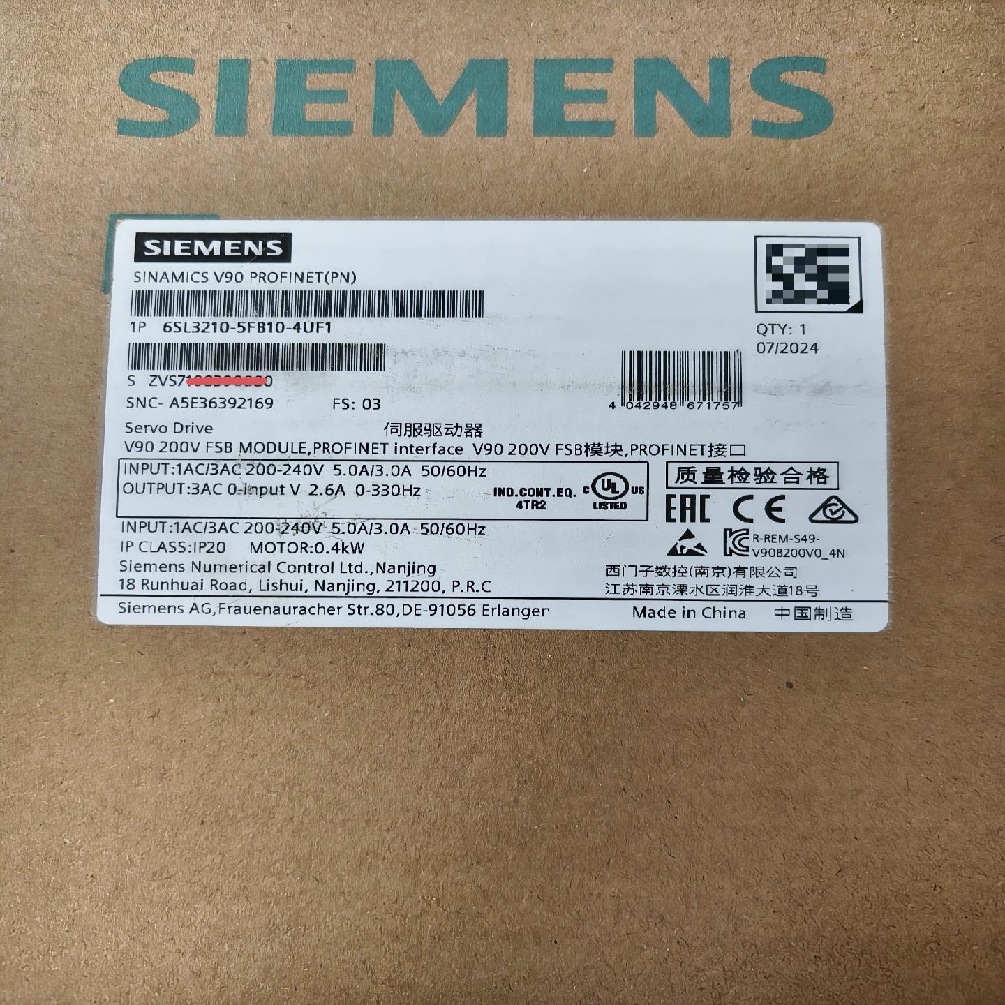 6SL3210-5FB10-4UF1西门子伺服驱动器6SL（瓠子电子）