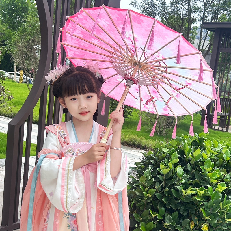 古风流苏伞女儿童油纸伞中国风汉服道具拍摄演出舞蹈旗袍新中式伞