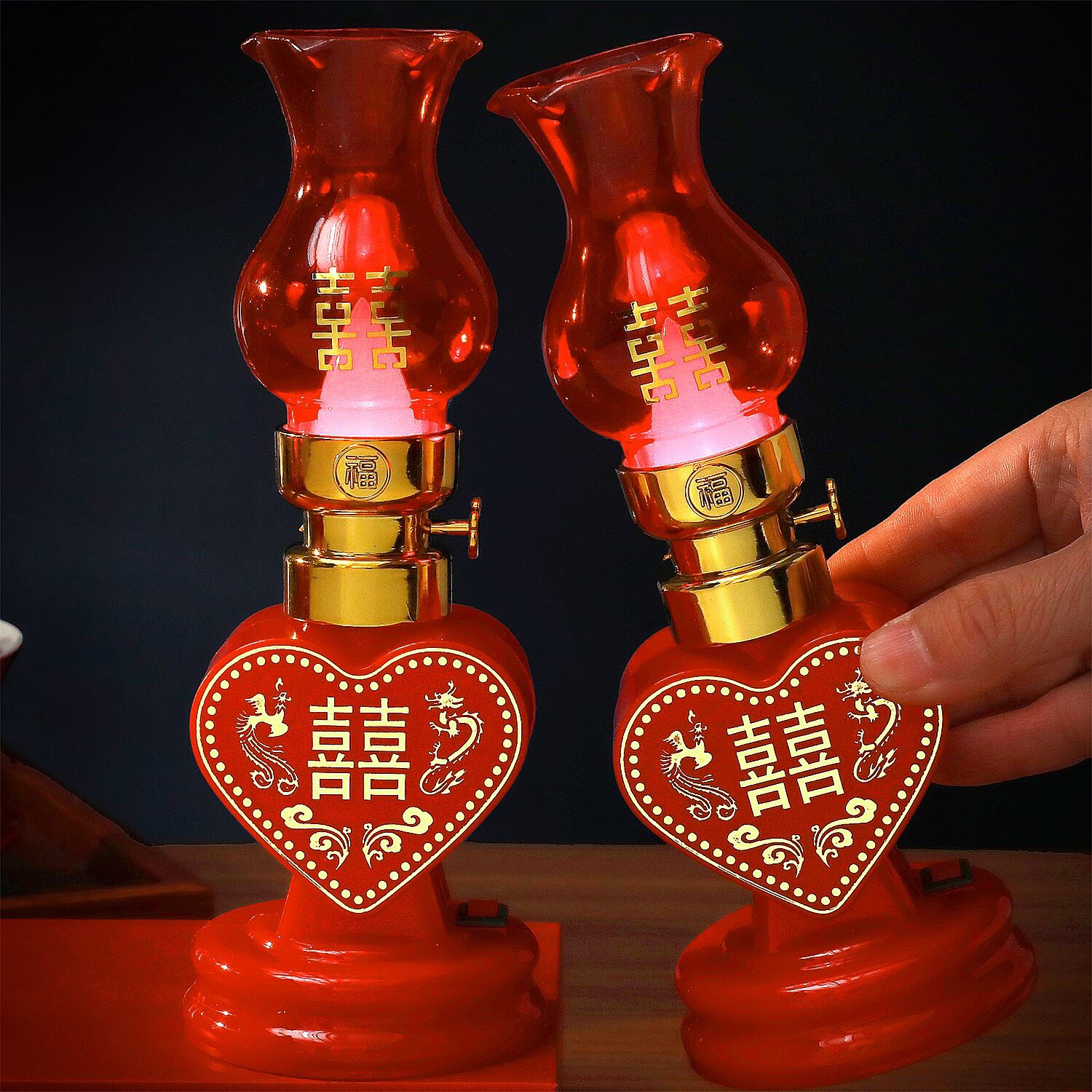 长明灯结婚一对陪嫁灯高级喜字灯台灯龙凤灯子孙灯电子蜡烛灯