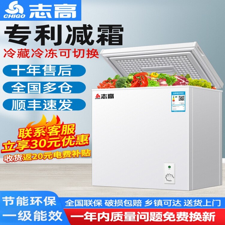 志高冰柜家用小型小冰柜家用冷冻小型冰柜商用冷柜冰箱冷冻冰柜