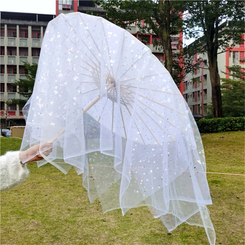 薄纱仙气垂纱古风舞蹈伞带纱跳舞走秀伞儿童道具伞鱼跃龙门油纸伞