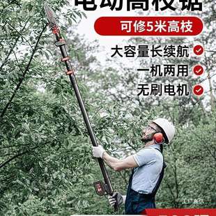 高枝锯可伸缩电动加长杆锂电修剪树枝园林果树单尚趁 德力西充电式