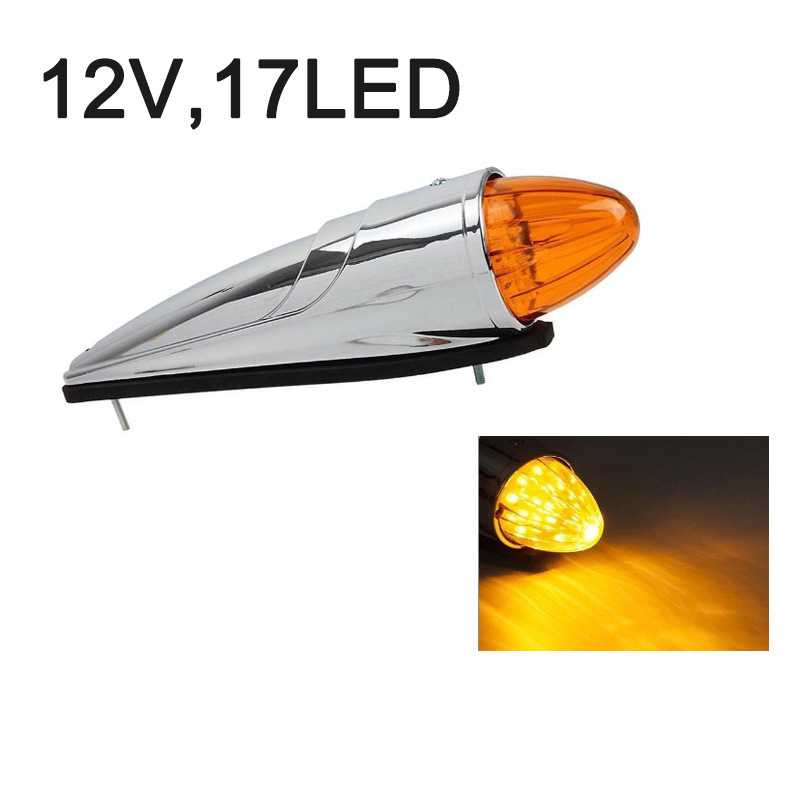 1个 12V圆锥形17LED黄光卡车顶灯琥珀色电镀黄色卡车侧灯