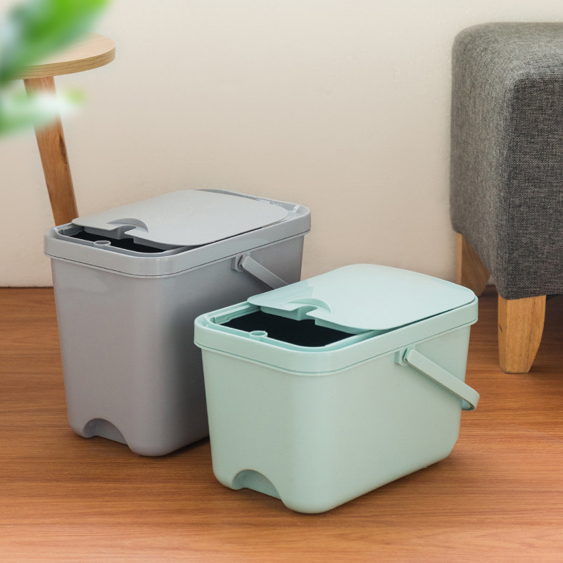 新款手提收纳桶家用塑料茶水桶弹盖茶渣桶大容量垃圾桶带滤水网