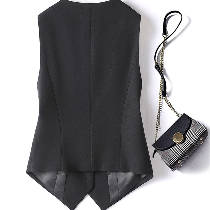 工装背心马甲女西装外套百搭2024春装新款收腰修身短款西服小马夹