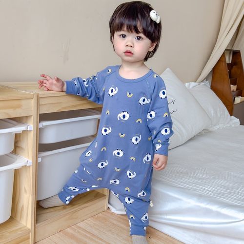 宝宝睡袋婴儿四季通用春秋款纯棉恒温男女童分腿防踢儿童连体睡衣