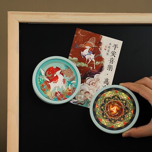 敦煌纸雕冰箱贴藻井三兔九色鹿旅游小夜灯周边纪念创意伴手礼定制