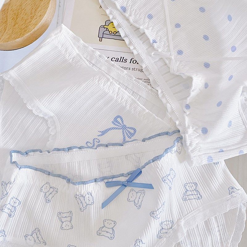 3条装纯棉内裤女士中腰可爱少女秋冬清新蓝全棉裆抗菌学生三角裤,女士内衣/男士内衣/家居服,女三角裤,淘宝优惠券,粉丝福利购,淘宝优惠卷