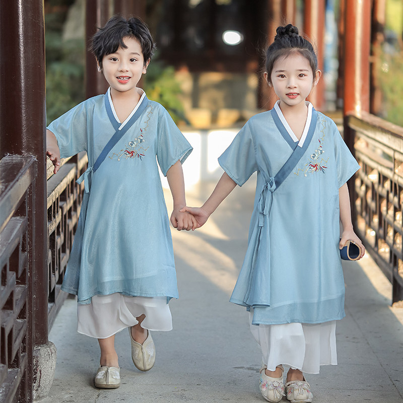 男童汉服夏季薄款儿童唐装中国风亲子装男孩复古短袖套装演出国学,童装/婴儿装/亲子装,唐装,淘宝优惠券,粉丝福利购,淘宝优惠卷