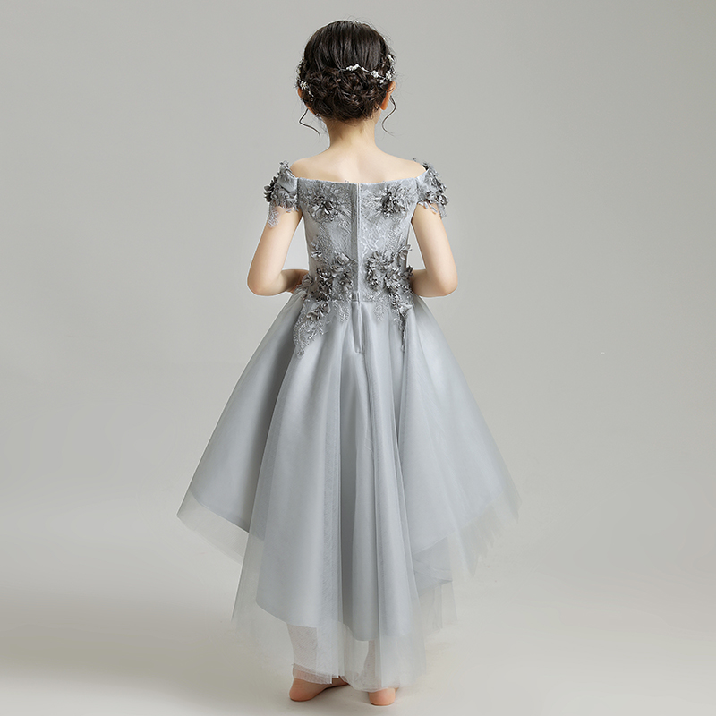 儿童晚礼服公主裙小花童拖尾女童婚纱蓬蓬纱女孩主持人钢琴演出服
