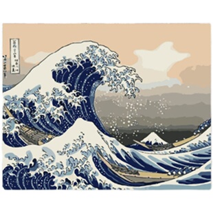 数字油画diy手工填色减压画富岳三十六景神奈川沖浪里油彩装饰画