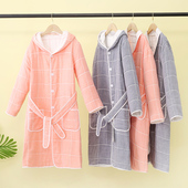 女士男孩女孩游泳纯棉纱布吸水毛巾料浴衣 儿童浴袍男士 冬季 亲子装