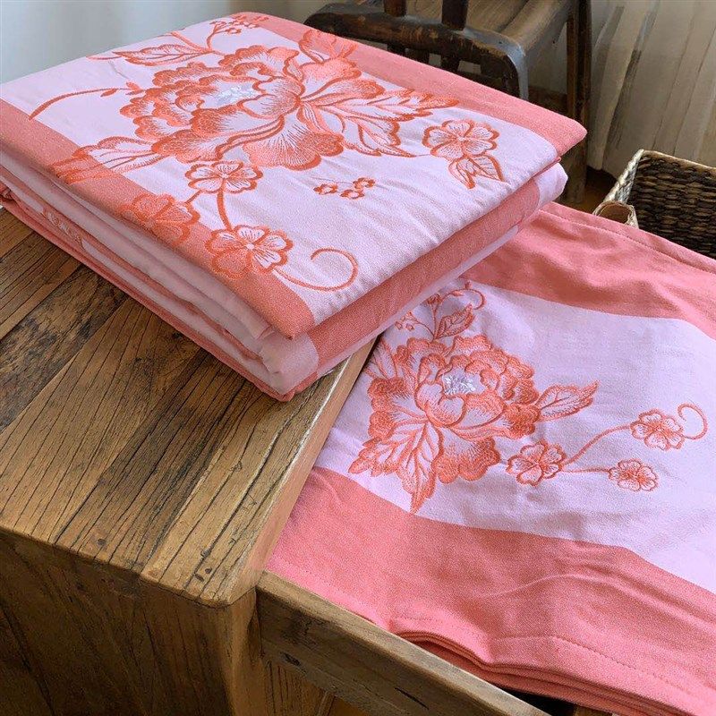 刘大姐家 帮工人清理四件套 高档绣花款 合股纯棉