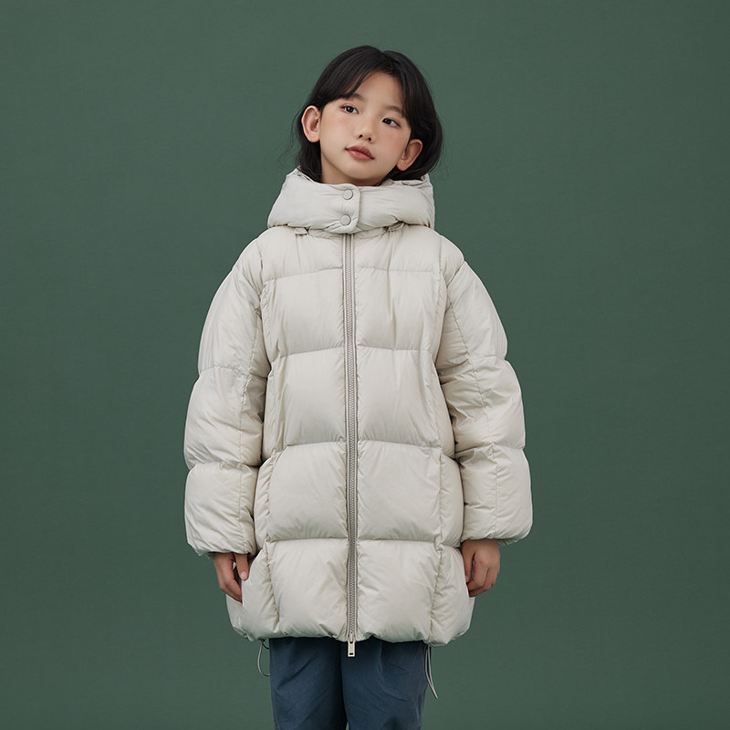 鹅小宝童装男女童中长款儿童羽绒服2023年冬季加厚保暖鹅绒服外套